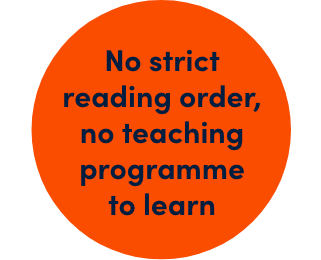 No strict reading order, no teaching programme to learn.