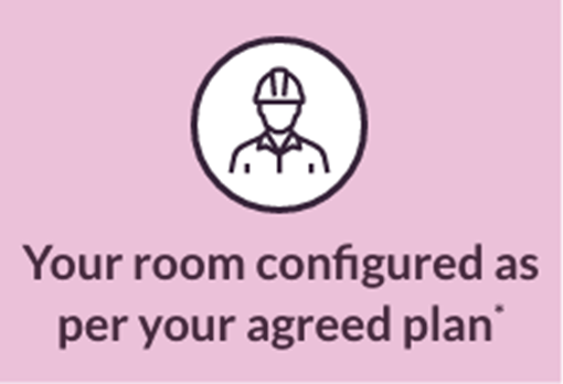 Your room configured as per your agreed plan