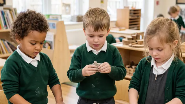Children playing with clay