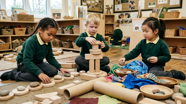students playing with loose parts