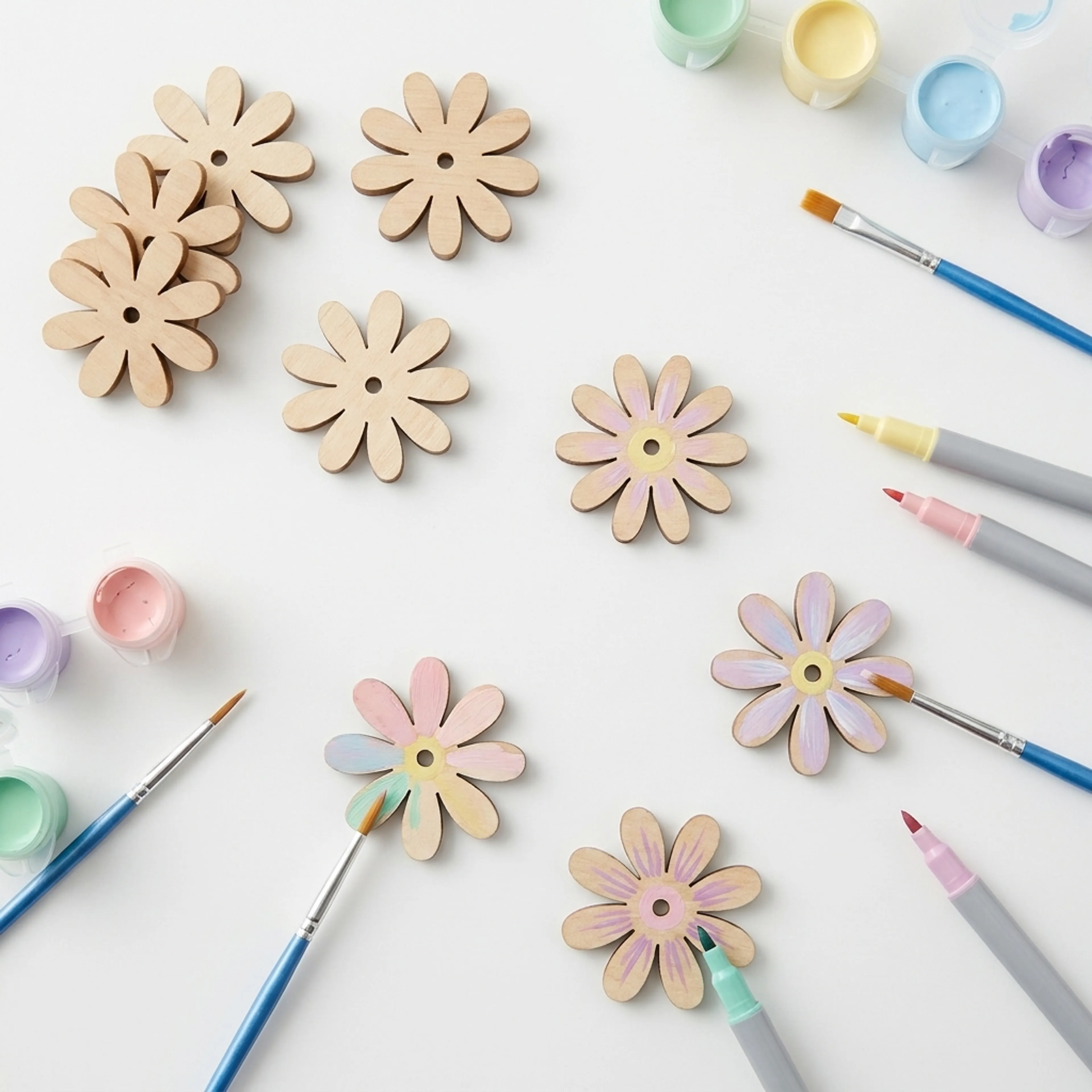 Small Wooden Daisy Flowers - Pack of 20