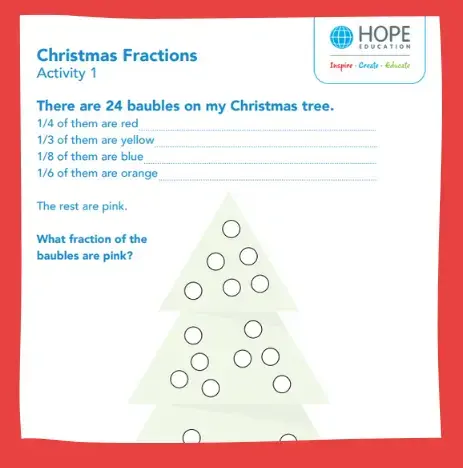 Xmas tree fractions sheet