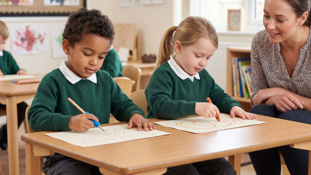 pupils using pencil grips